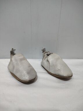 Robeez Baby Girls Silver Leather Soft Sole Shoes 6-12 Months Metallic Star